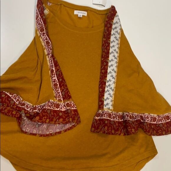 Cropped mustard yellow boho flared 3/4 sleeve autumn fall colors - Picture 10 of 15